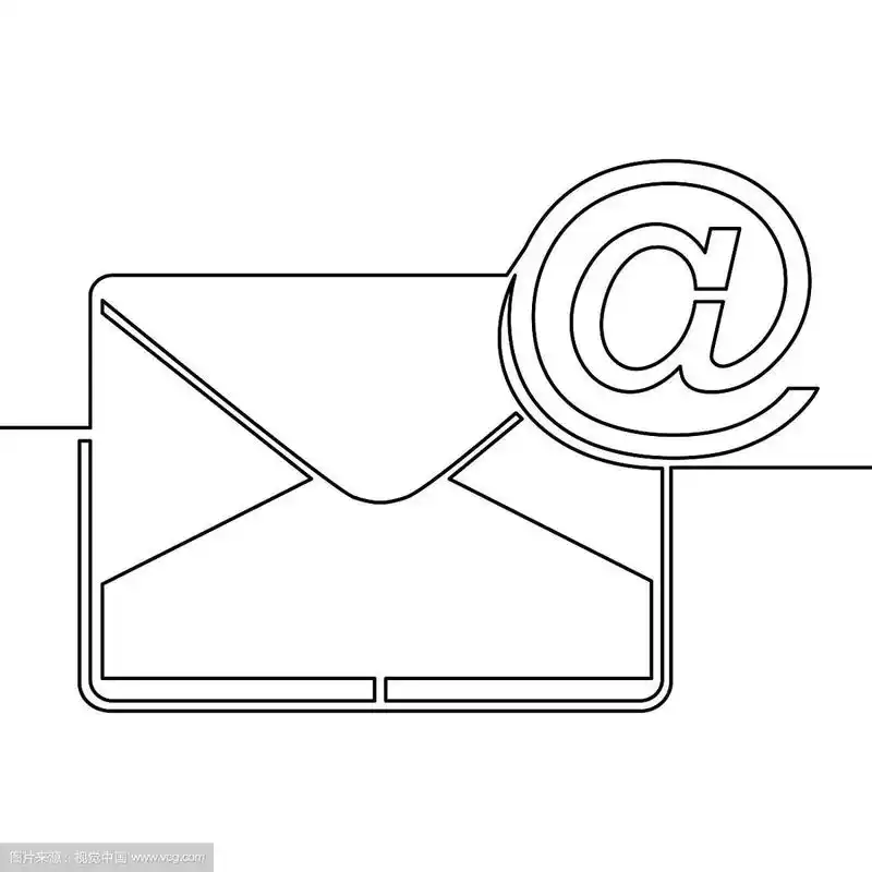 一个连续的线条画的电子邮件图标的概念