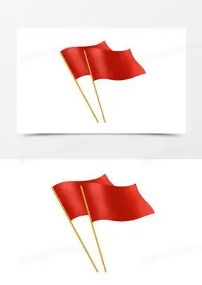 手绘在风中飘扬着的红旗素材