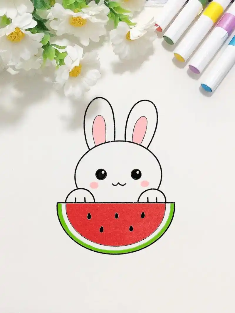 一起来画可爱的小白兔吧,这个画法简单又好看,你 - 抖音