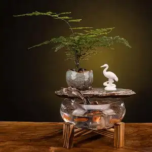 chomel小鱼缸造景流水摆件循环水金鱼缸客厅家用客厅办公室装饰品