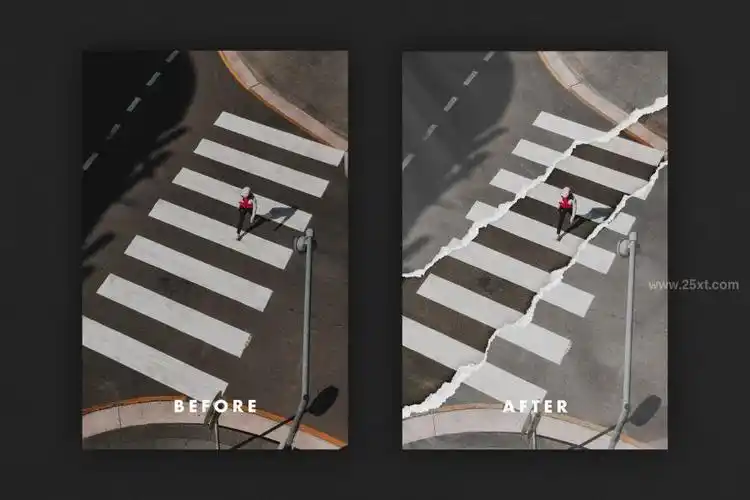 撕裂拼贴照片海报效果的ps图层样式模板