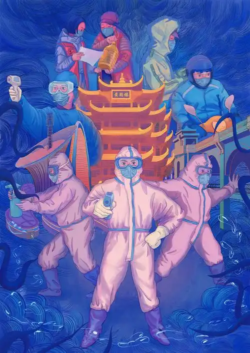 抗疫情插画作品评改_图片赏析 - 虎课网