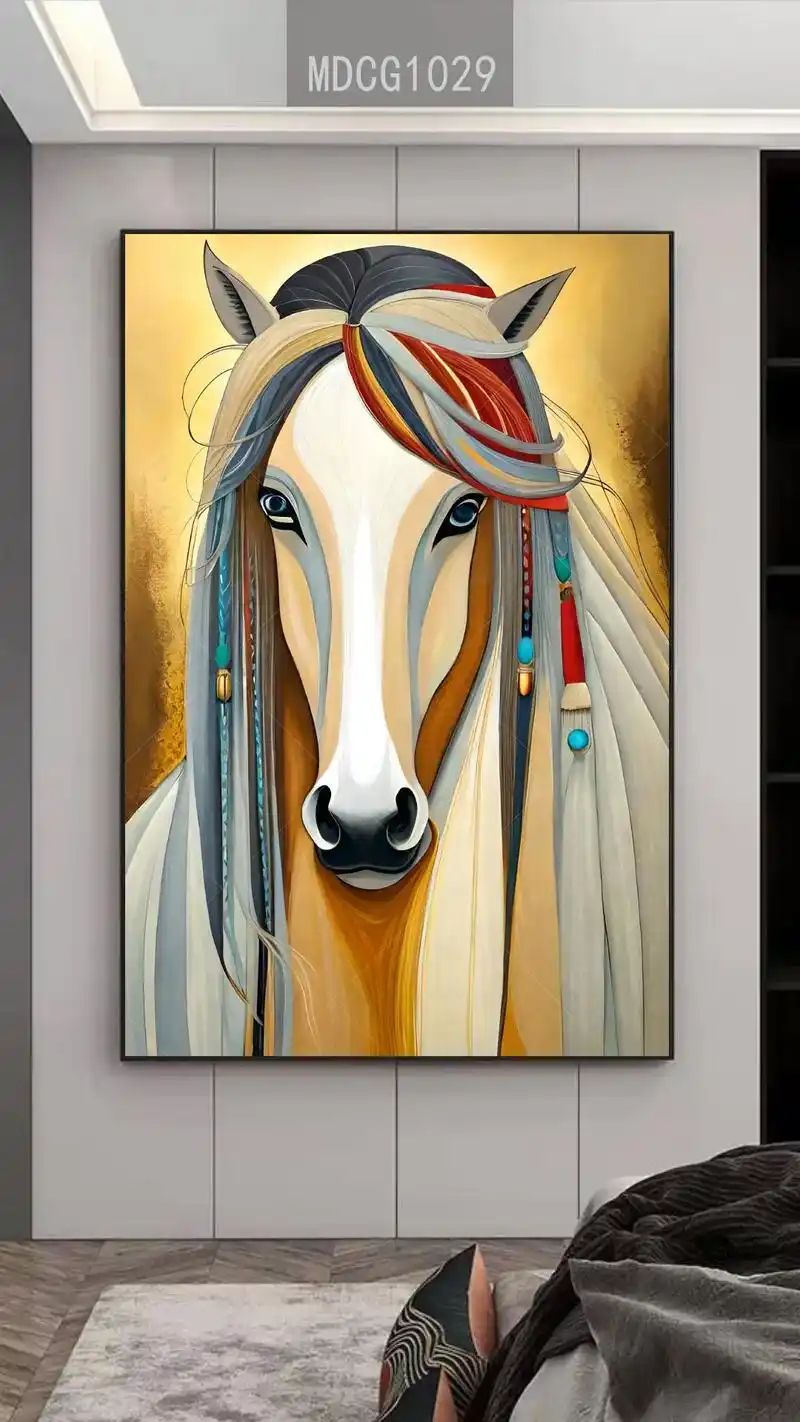 现代复古彩色飘逸艺术马头像装饰画高清图片素材图库大全 #马  - 抖音