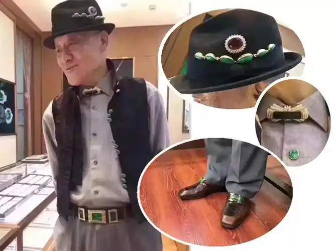 时髦大爷戴满绿翡翠玉镯坐公交!太酷了