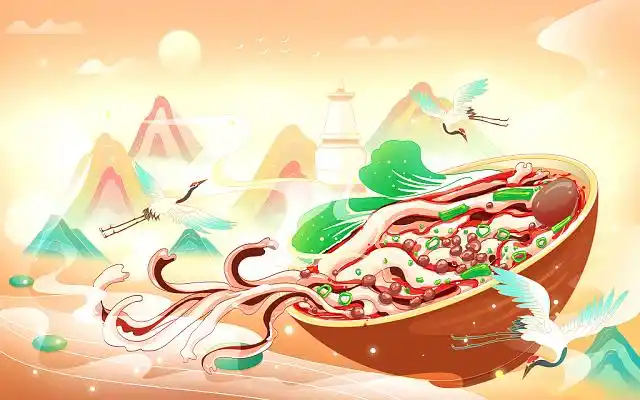 刀削面国潮美食面条山西刀削面美食建筑psd素