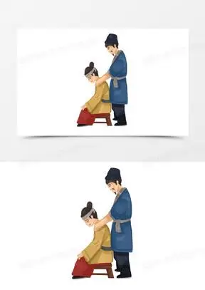 手绘古人推拿正骨插画元素