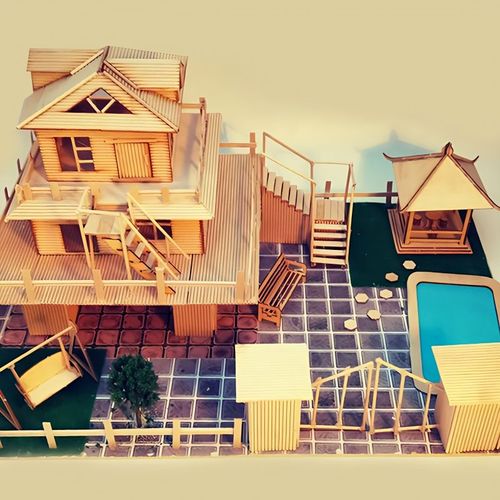 diy手工制作材料包沙盘景观建筑模型牙签棒木头房子立体构成作业