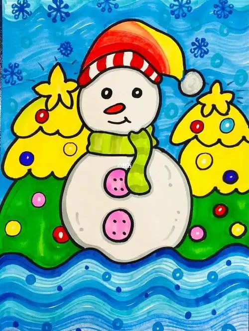 雪人简笔画儿童画卡通