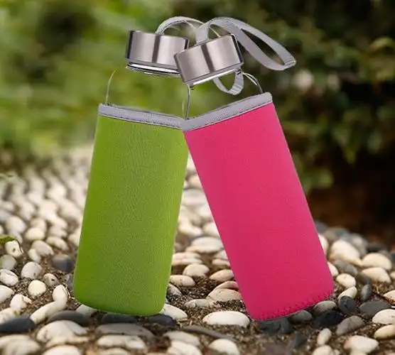 旅行玻璃杯水杯便携杯子透明水瓶带杯套 一件代发