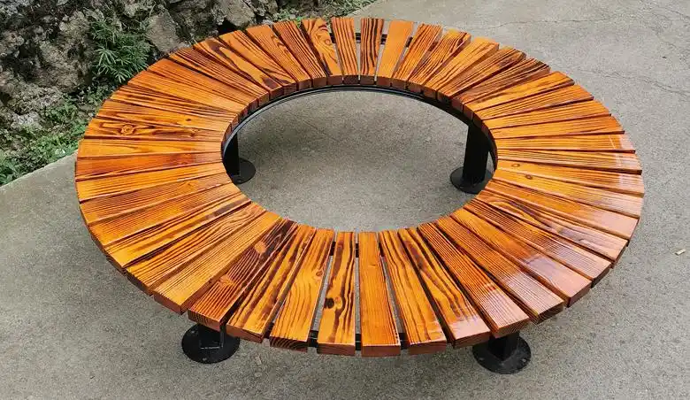 澳卡洛 户外围树椅防腐木碳化公园椅塑木幼儿园圆形庭院学校实木树围