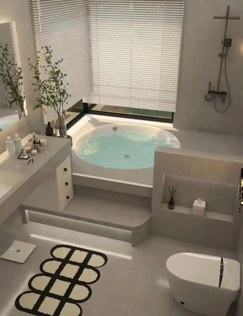 微水泥卫生间,淋浴区,浴缸浴 - 抖音