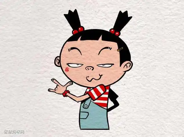 大脸妹卡通简笔画