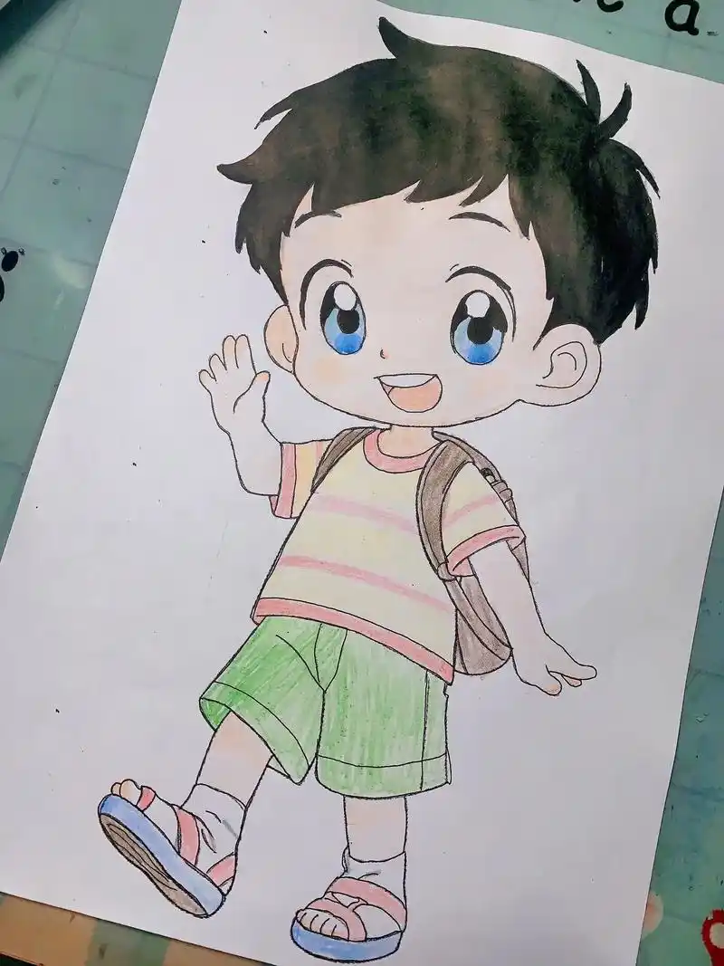 动漫手绘 配上最火的歌,展示下给我小宝画的自画像03 - 抖音