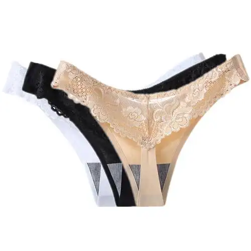 3条诱惑丁字裤士内裤舒适辣低腰冰丝蕾丝t字裤视频