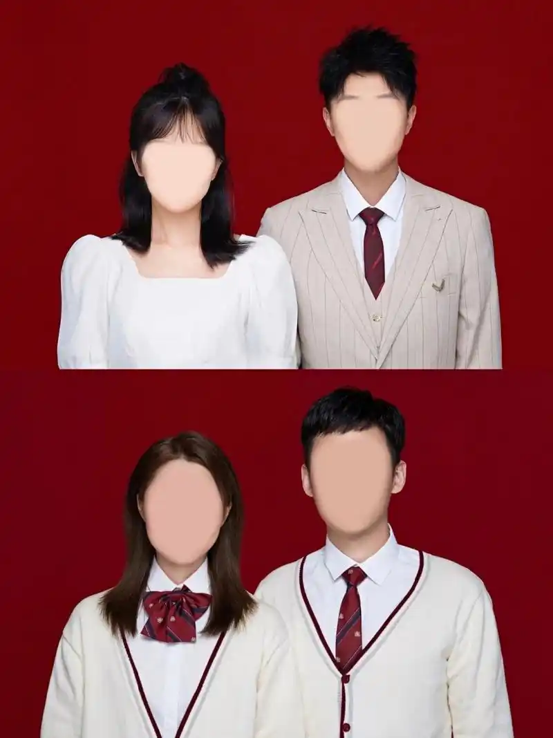 情侣双人红底照换装发太好看了 结婚登记照模板,情侣双人红底修图合成