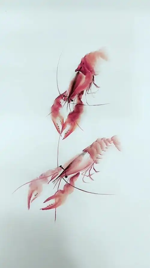 画画原来如此简单#给昨天画的小龙虾配个伙伴!祝大家早安吉祥!