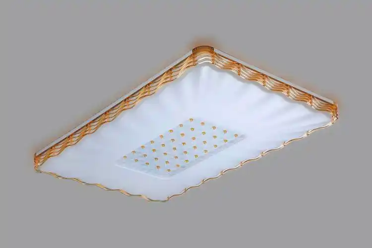 简约大气长方形客厅餐厅金黄色吸顶灯_中山市宝丽兰照明科技有限公司