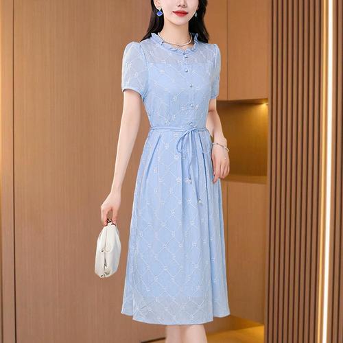 广州十三行素订棉麻连衣裙2025新款女夏季高端气质品牌轻奢高级感