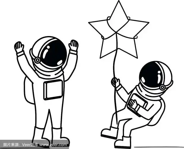 穿着太空服和白色星星的宇航员