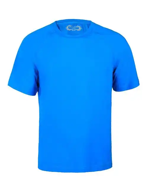 男款蓝色棉纯色运动短袖圆领t恤