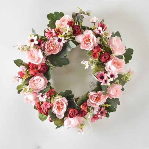 ins 仿真花绢花玫瑰花绢布花环节日庆典家居婚庆装饰 厂家直销