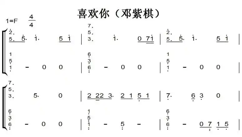 喜欢你 邓紫棋 原版 有试听 钢琴谱 钢琴简谱 钢琴双手简谱