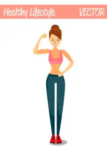 卡通瘦黑发女孩瘦瘦的健康卡通人物插图照片