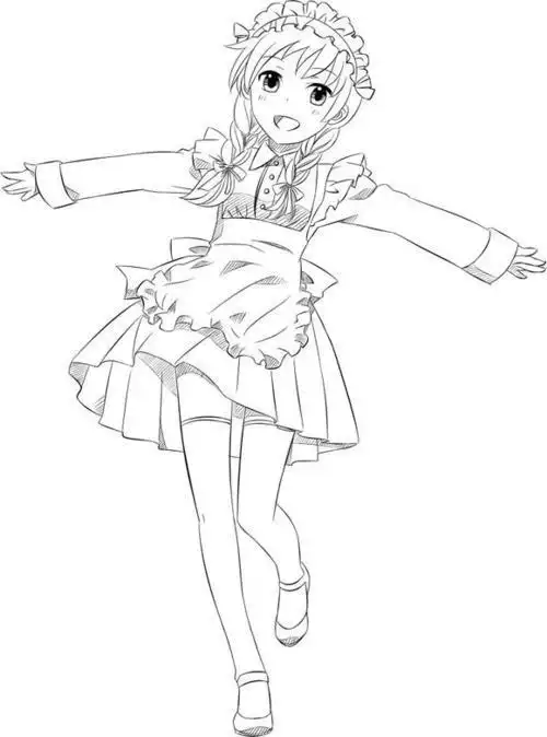 少女全身动漫简笔画漂亮的卡通人物简笔画大全元气少女人物简笔画女孩