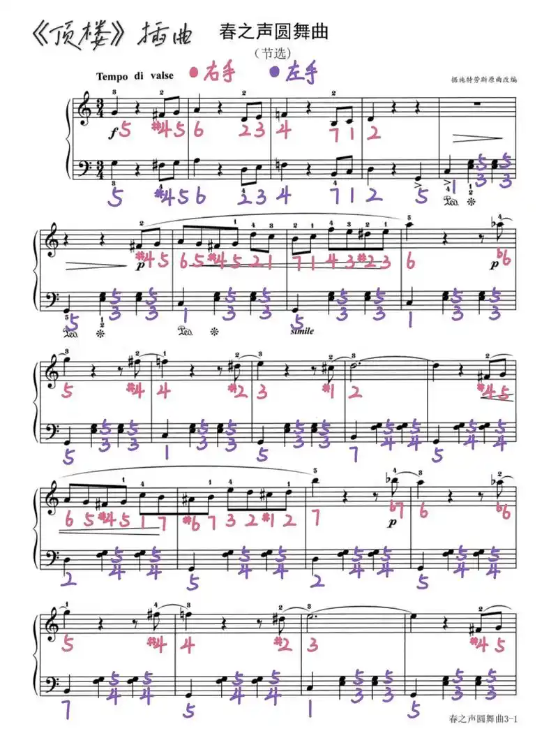 韩剧顶楼插曲钢琴谱附双手简谱