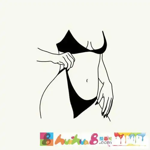 性感比基尼少女简笔画