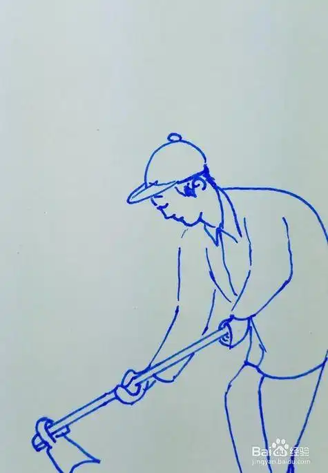 怎样画儿童简笔画农民锄地农夫拿着锄头去田时干活 农夫简笔画怎样画