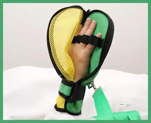 老人防拔管分指约束手套可拆卸透气手腕固定带绑绳手卧床安全束缚绿色