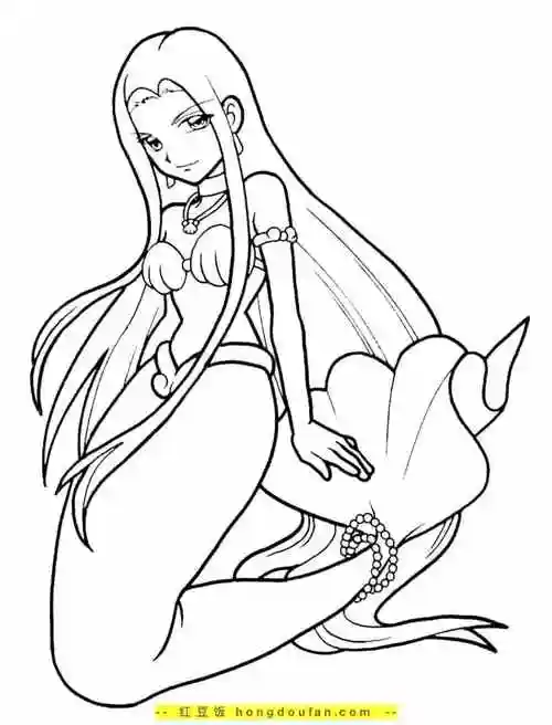 的小美人鱼公主女孩子们最喜欢的涂色图片-红豆饭小学生简笔画大全