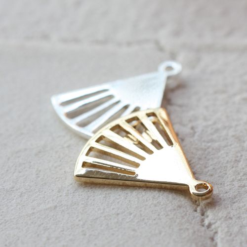 diy饰品铜配件 17*15mm镀厚金银扇子扇形吊坠挂件几何图形(4468c)