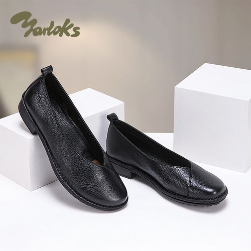 yarloks/雅乐士女士皮鞋妈妈鞋女低跟浅口一脚蹬通勤鞋 2222403
