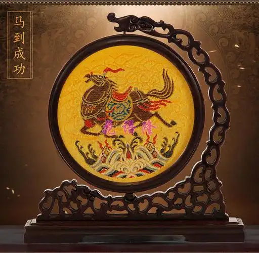 南京云锦礼品 云锦屏风摆件中国风特色手工艺品出国礼品送老外 红底