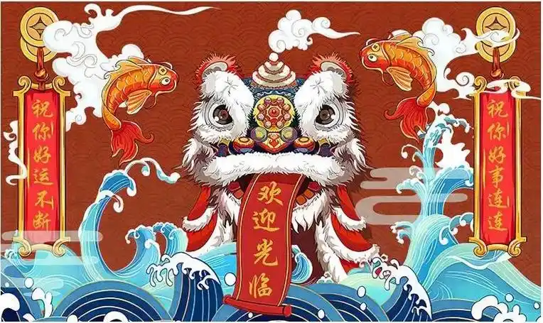 饭店面馆墙纸装饰龙虾烧烤店壁纸火锅店国潮麻辣烫棋牌室定制壁画