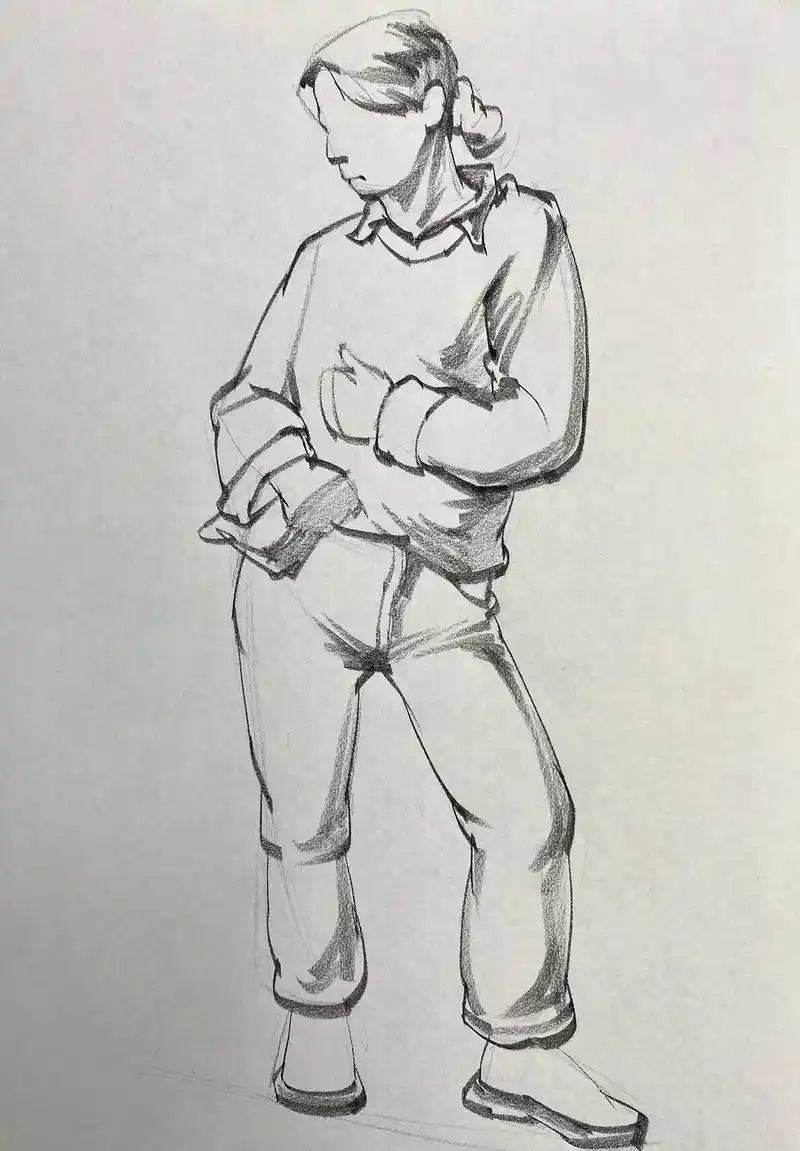 速写人物 #美术老师的日常 #日常瞎画 快写五分钟 - 抖音