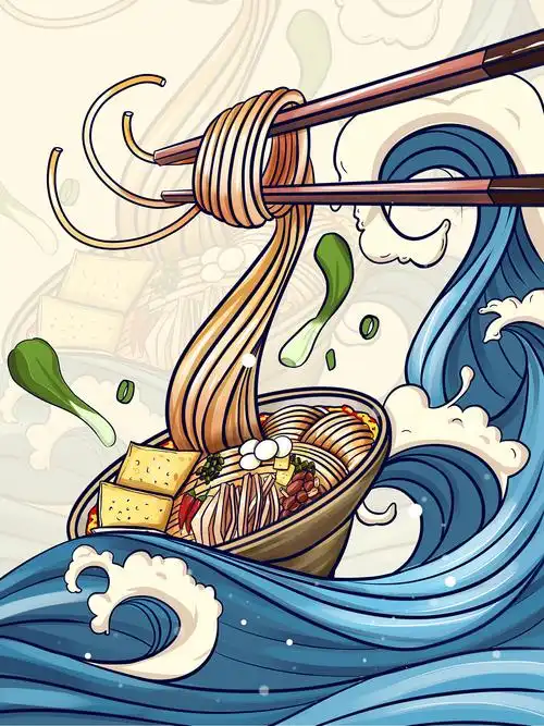 原创手绘国潮螺蛳粉美食插画