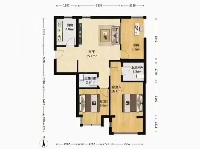 房山长阳首开熙悦山澜庭三室一厅两卫