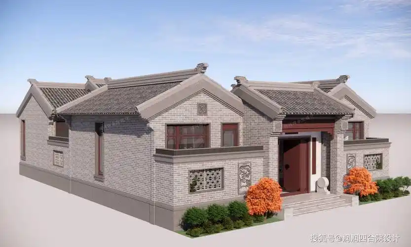 河北农村一层中式四合院14×21,3房5院——润润四合院设计刘鹰_门楼