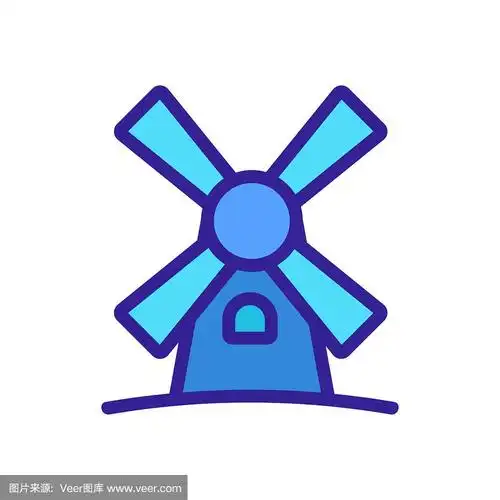 风车图标矢量.孤立轮廓符号插图