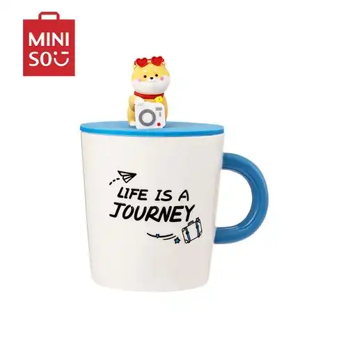 名创优品miniso萌犬旅行系列创意陶瓷马克杯360ml