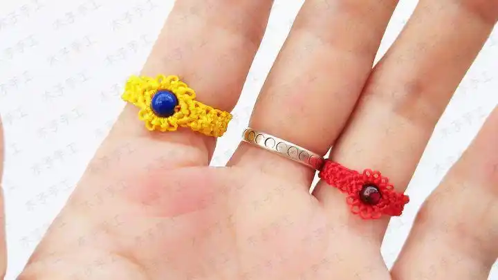 花边蕾丝红绳戒指编法图解