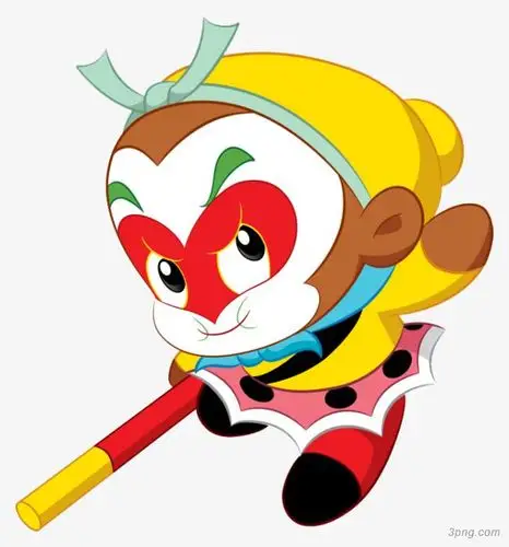 卡通孙悟空手拿金箍棒