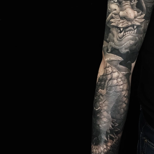 《青龙臂》石雕纹身石雕纹身,_纹身吧社区 - 纹身大咖