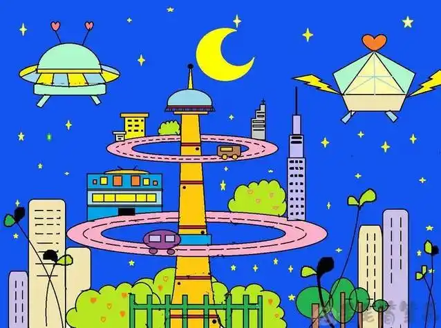 未来家乡环境的变化为城市创意 建设美丽家园我的未来机器简笔画