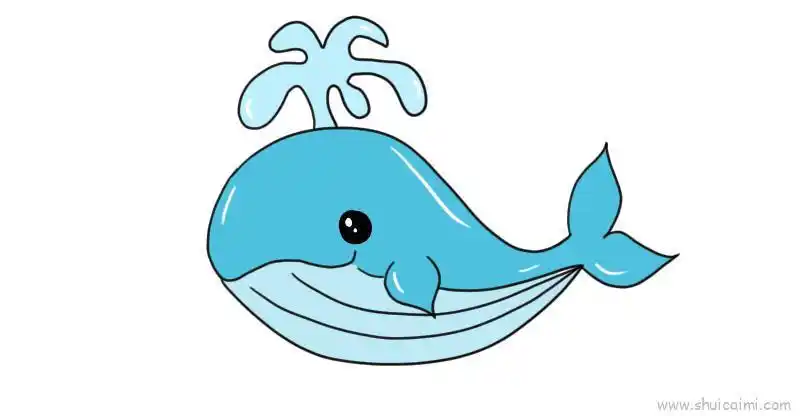 鲸鱼简笔画的画法图解分享到这里,查找更多鲸鱼简笔画,鲸鱼怎么画简笔