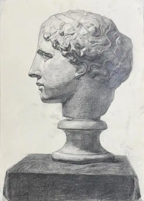 三张学生素描石膏《大麻人》