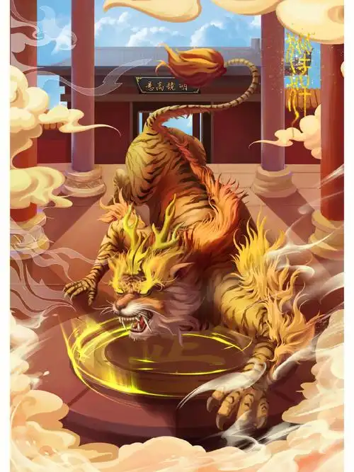 中国神话故事《龙生九子》,狴犴,又名宪章,形似虎,是龙生九子中的老七